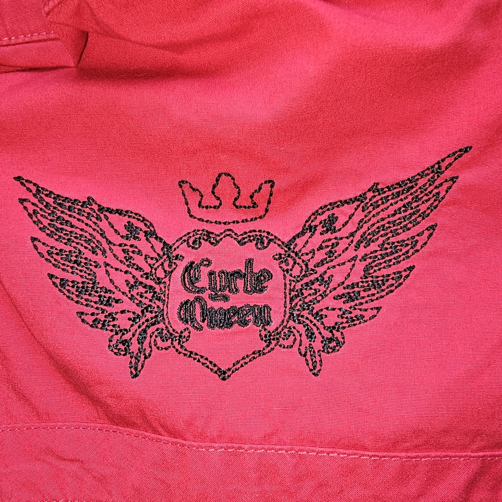 Harley Davidson Cycle Queen Red Snap Button Shirt Large - Picture 8 of 14